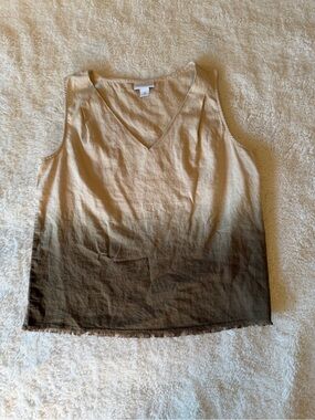 Sleeveless V-Neck Ombre Tank Top - Cream to Brown